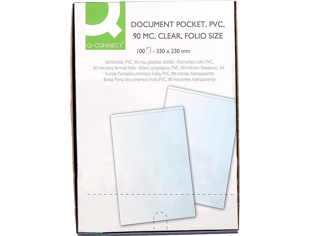 Funda portadocumento folio 90 micras pvc transparente
