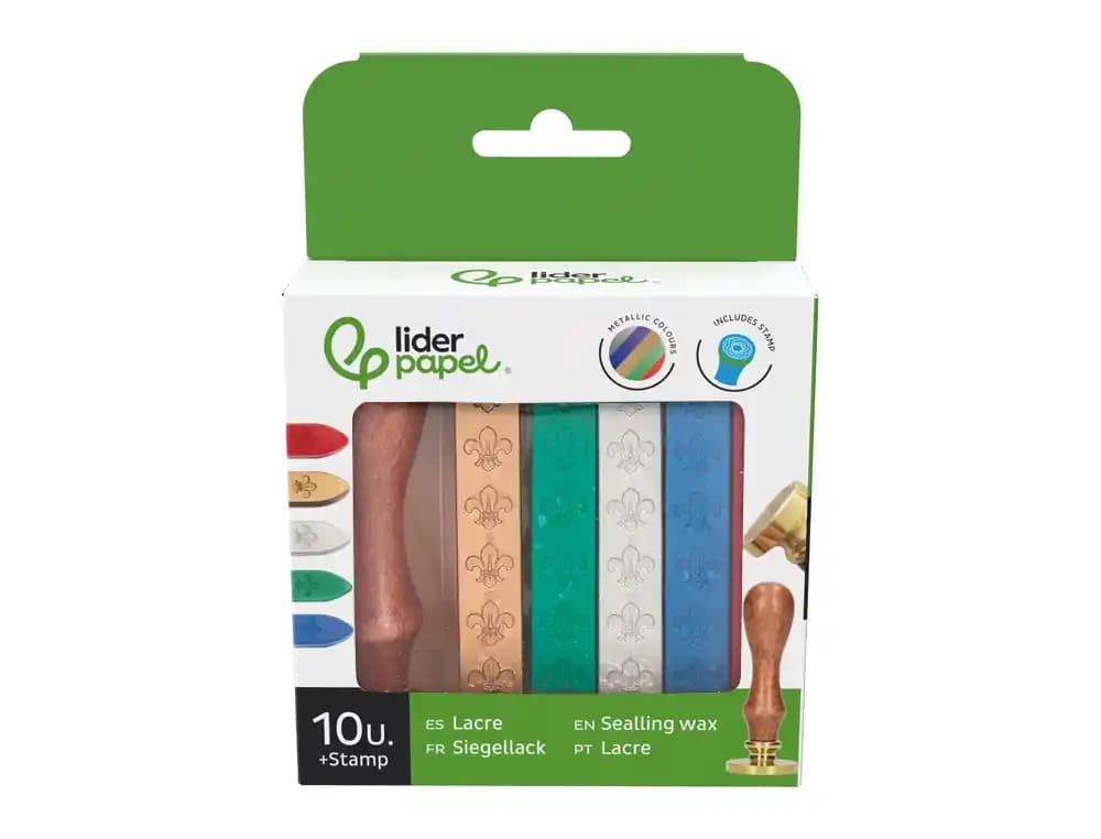 Lacre liderpapel con sello de carta juego de 10 barras colores surtidos