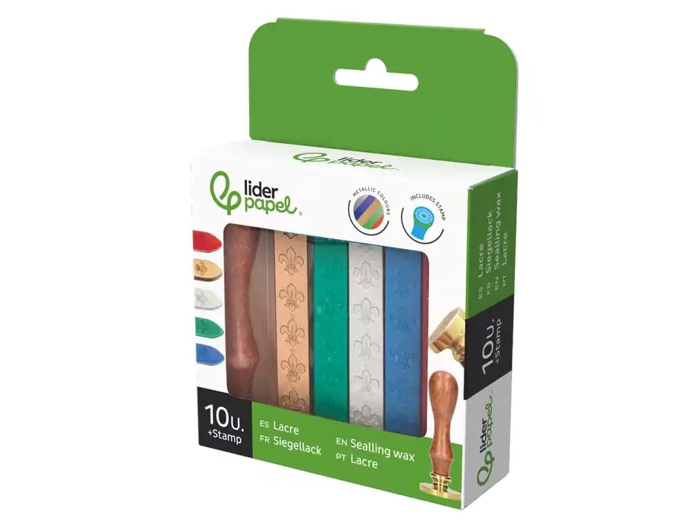 Lacre liderpapel con sello de carta juego de 10 barras colores surtidos