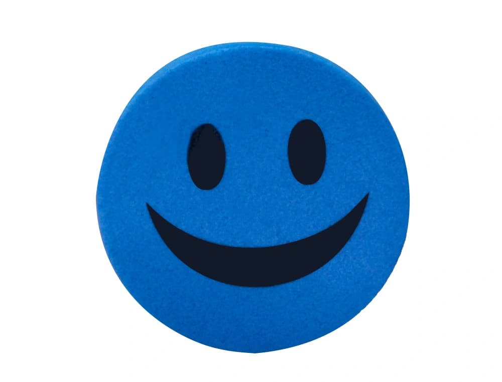 Borrador liderpapel pizarra blanca redondo 5 cm diametro magnetico cara smiley colores surtidos