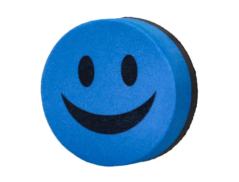 Borrador liderpapel pizarra blanca redondo 5 cm diametro magnetico cara smiley colores surtidos