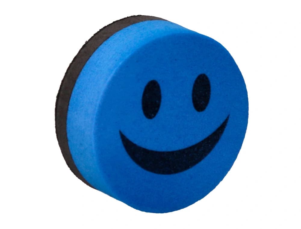 Borrador liderpapel pizarra blanca redondo 5 cm diametro magnetico cara smiley colores surtidos