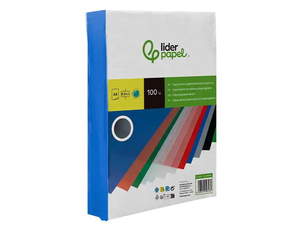 Tapa encuadernacion liderpapel polipropileno a4 0.5 mm translucido paquete de 100 unidades
