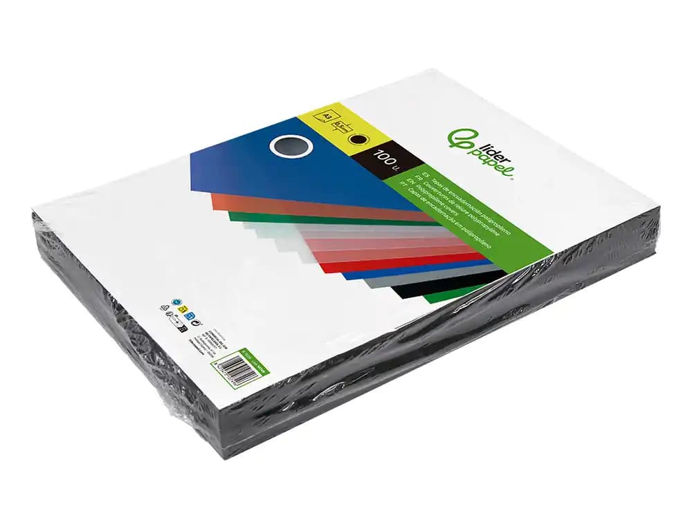 Tapa encuadernacion liderpapel polipropileno a3 0.5 mm negro opaco paquete de 100 unidades