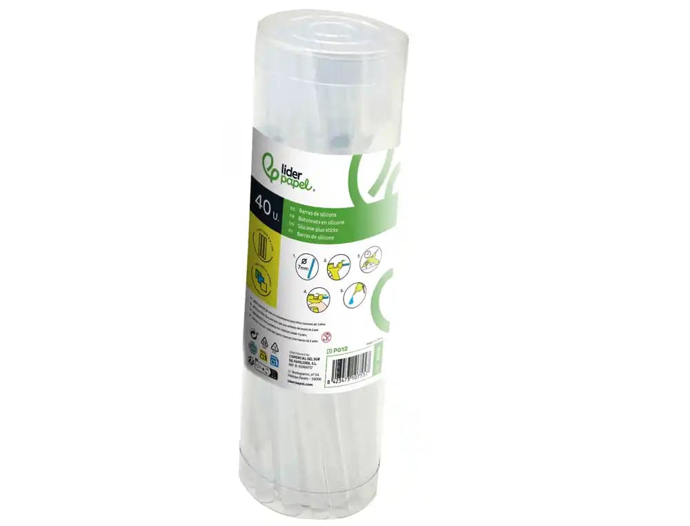 Barra termofusible liderpapel de 7 mm de diametro x 200 mm de alto bote de 40 unidades