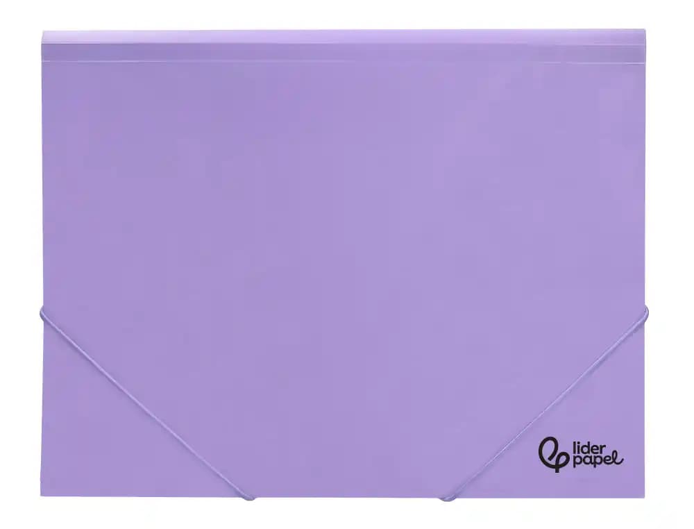Carpeta de gomas Liderpapel de polipropileno opaco con tres solapas – Lavanda