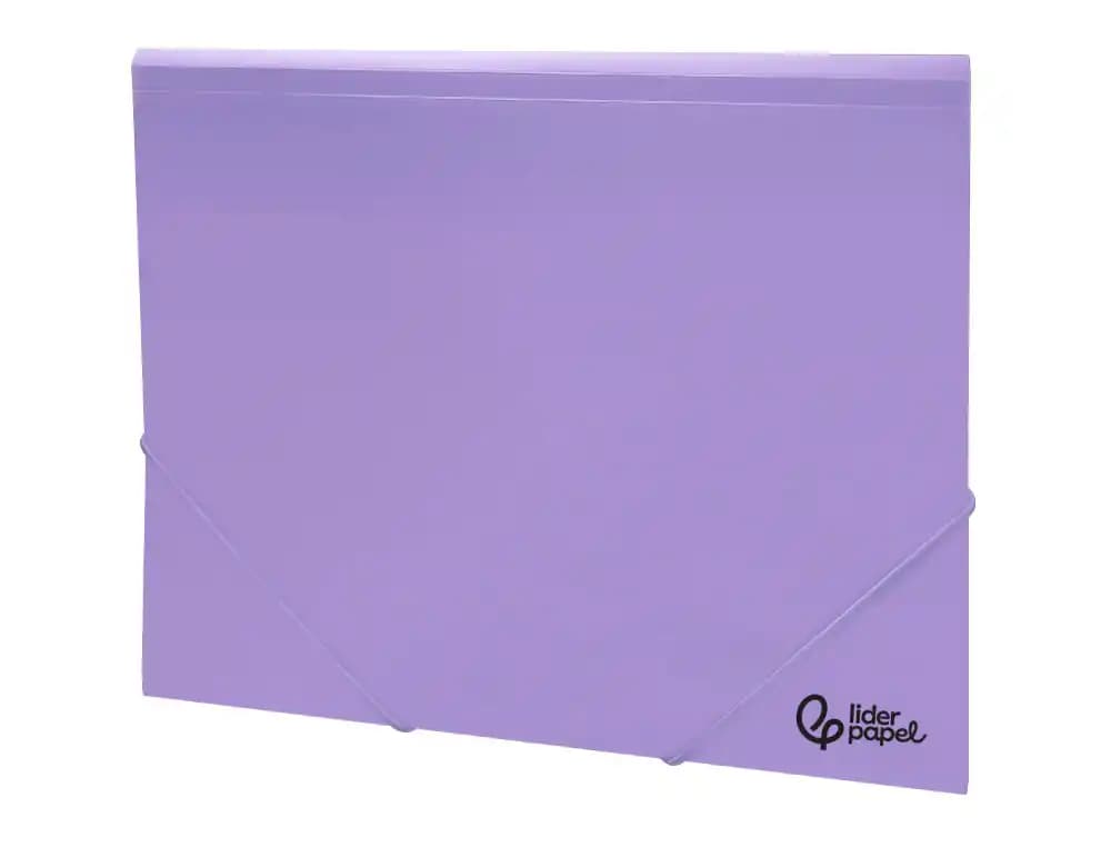 Carpeta de gomas Liderpapel de polipropileno opaco con tres solapas – Lavanda