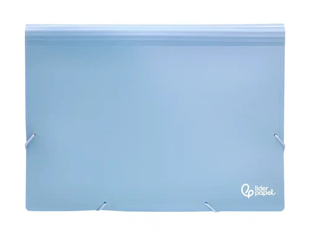 Carpeta clasificadora de fuelle Liderpapel A4 de polipropileno opaco con 13 departamentos – Celeste
