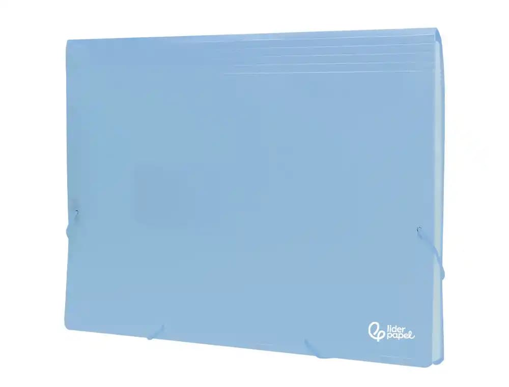 Carpeta clasificadora de fuelle Liderpapel A4 de polipropileno opaco con 13 departamentos – Celeste