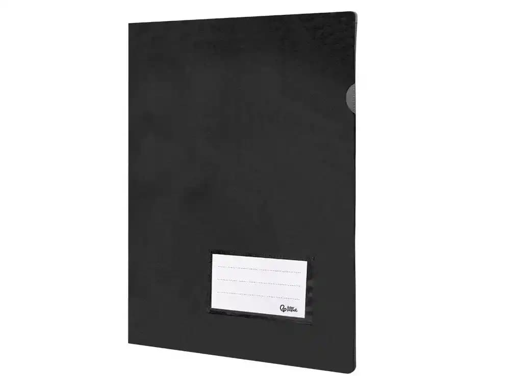 Carpeta dossier Liderpapel de polipropileno opaco con uñero, tarjetero y solapa, DIN A4 – Negro