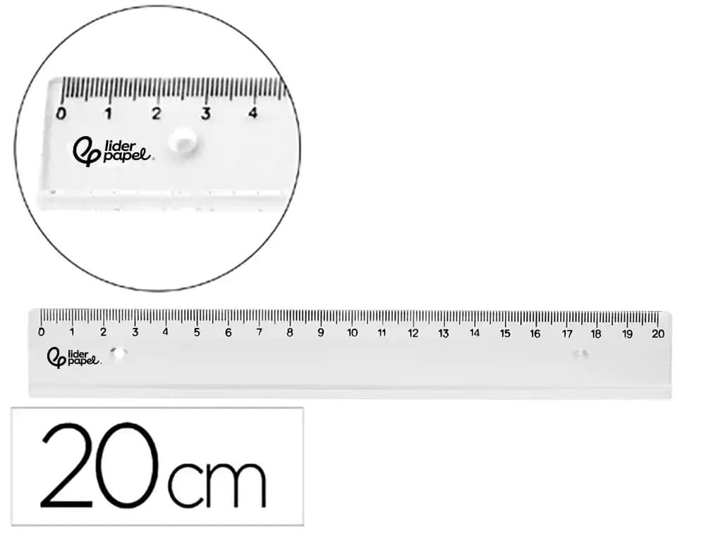 Liderpapel Regla Liderpapel plástico irrompible transparente 20 cm