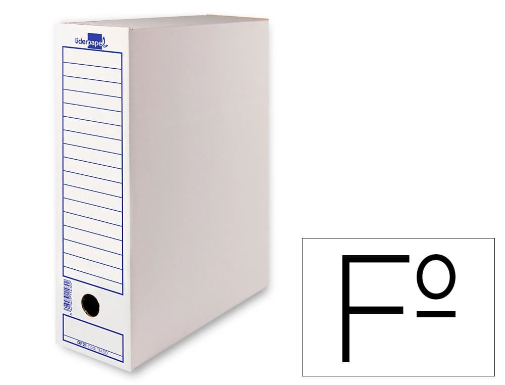 Liderpapel Caja archivo definitivo liderpapel folio carton reciclado 400g/m2 lomo 100 mm blanco 365x100x251 mm