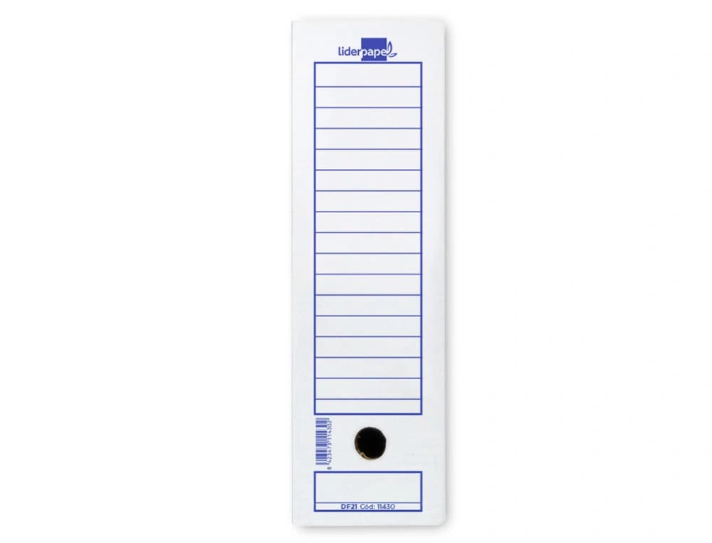 Caja archivo definitivo liderpapel folio prolongado carton reciclado 400g/m2 lomo 116 mm blanco 388x116x275 mm