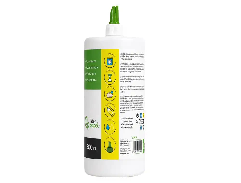Pegamento cola blanca lavable liderpapel bote de 500 ml