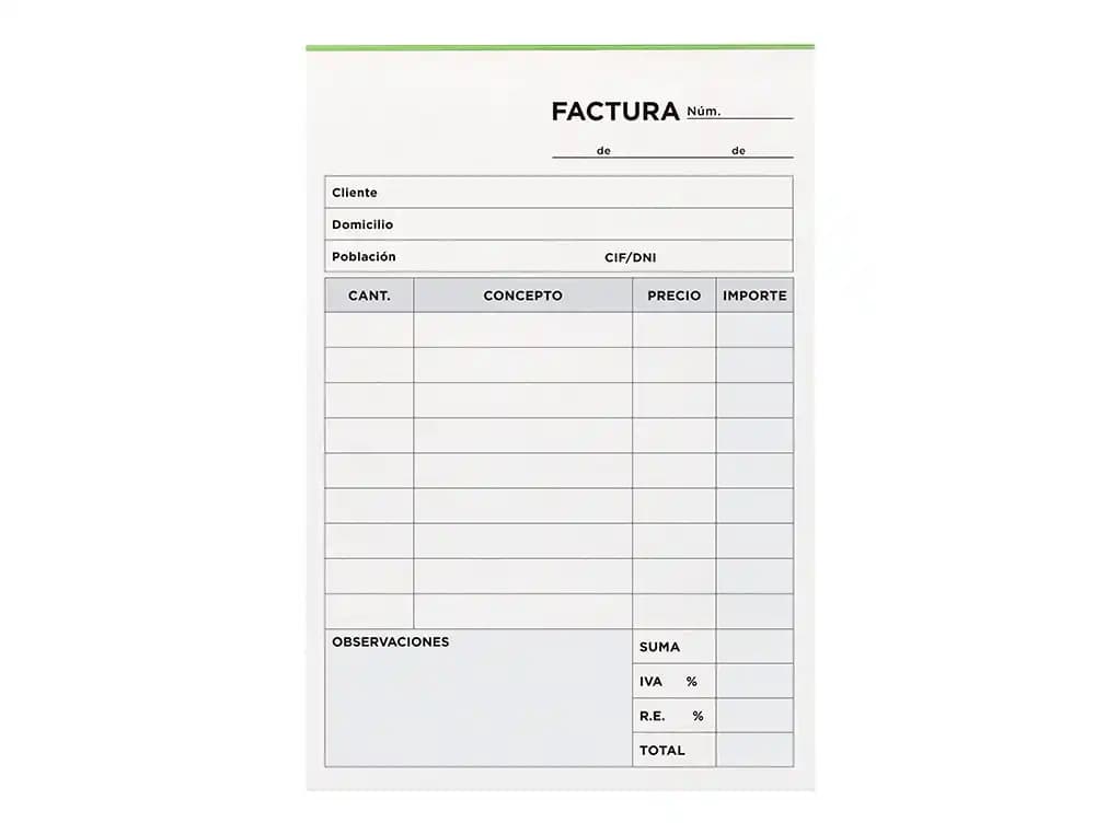 Talonario liderpapel facturas 8º original t100 con i.v.a.