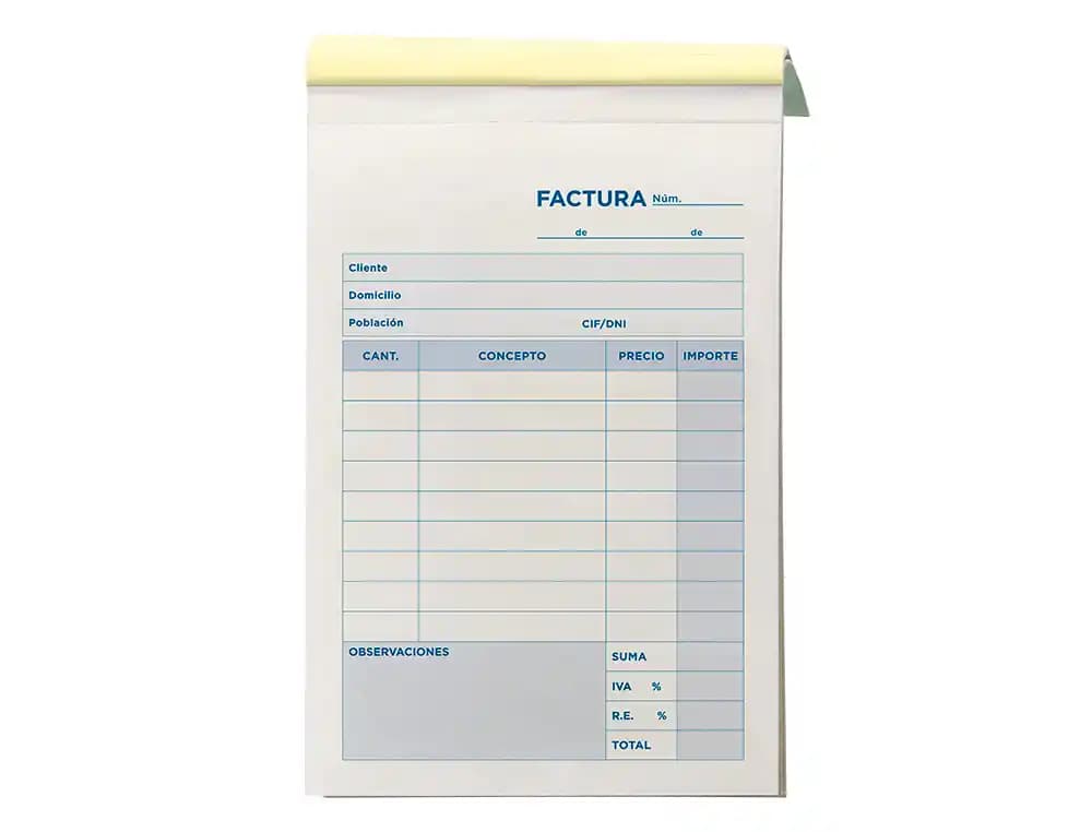 Talonario liderpapel facturas 8º original t100 con i.v.a.