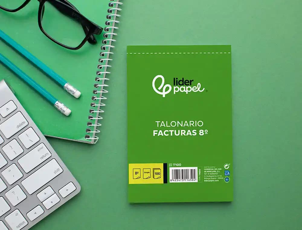 Talonario liderpapel facturas 8º original t100 con i.v.a.