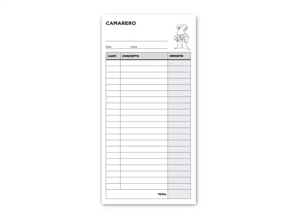 Talonario liderpapel camarero 3/fº original t114