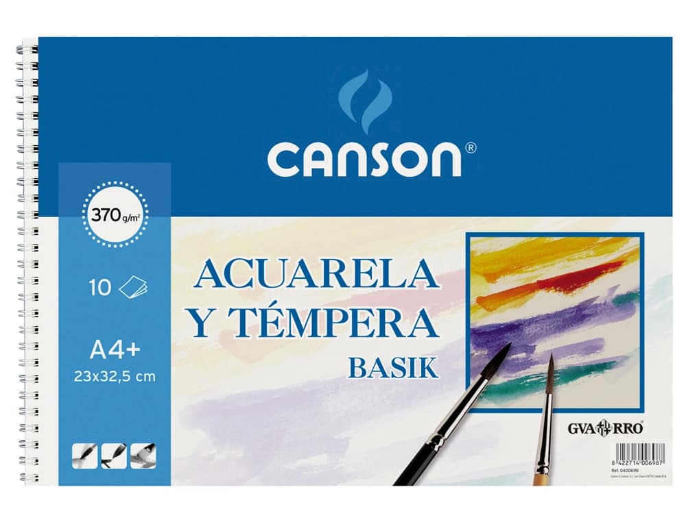 Bloc dibujo acuarela din a3 espiral 32.5x46 cm 10 hojas de 370 gr/m2