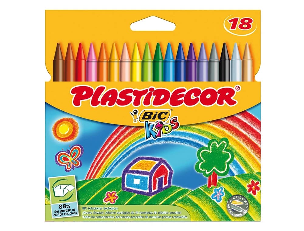 Lapices cera plastidecor caja de 18 colores surtidos