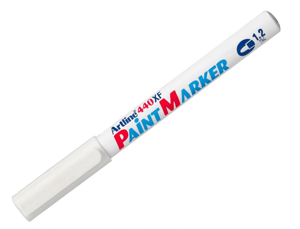 Rotulador permanente Artline EK-440 XF de punta redonda de 1,2 mm para metal, caucho y plástico – Blanco