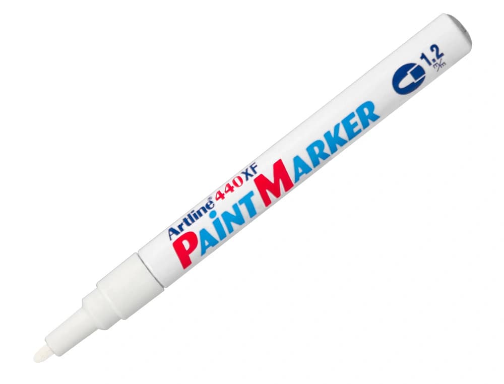 Rotulador permanente Artline EK-440 XF de punta redonda de 1,2 mm para metal, caucho y plástico – Blanco
