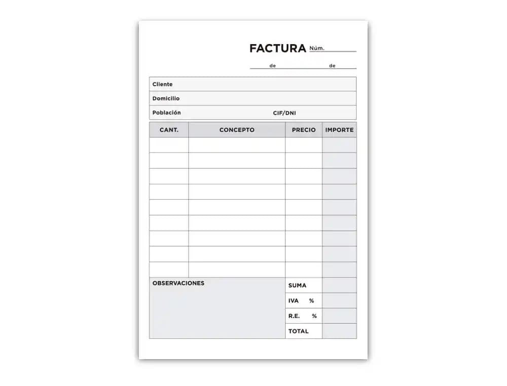 Talonario liderpapel facturas 8º original y copia t200 con i.v.a