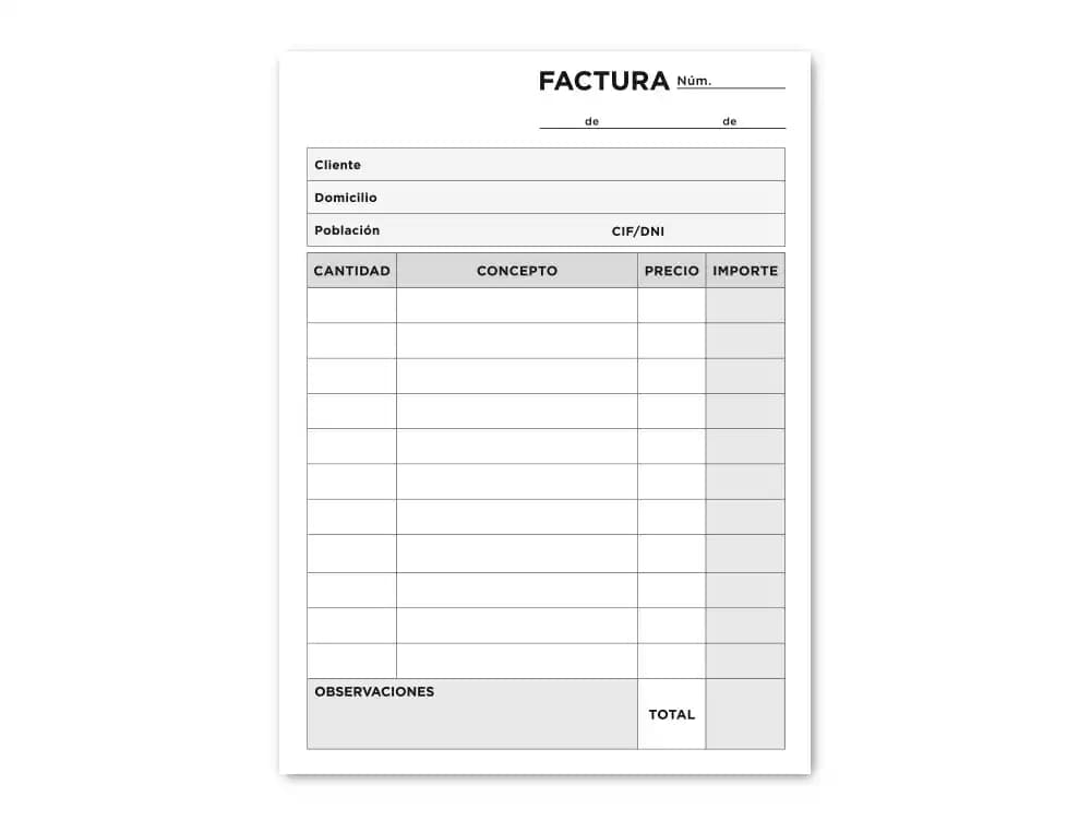 Talonario liderpapel facturas 8º original y copia t201 sin i.v.a.