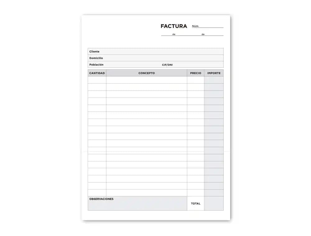 Talonario liderpapel facturas cuarto original y copia t217 sin i.v.a.
