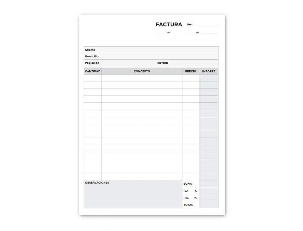 Talonario liderpapel facturas cuarto original y 2 copias t316 con i.v.a.