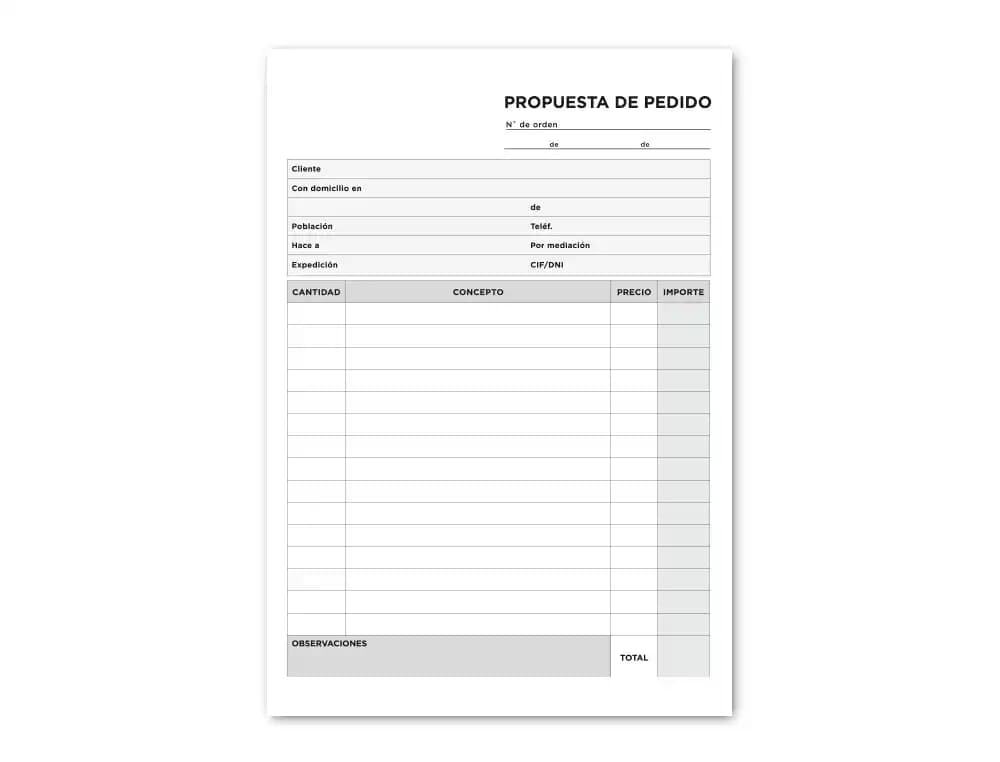Talonario de pedidos autocopiativo Liderpapel, original y copia – Cuarto