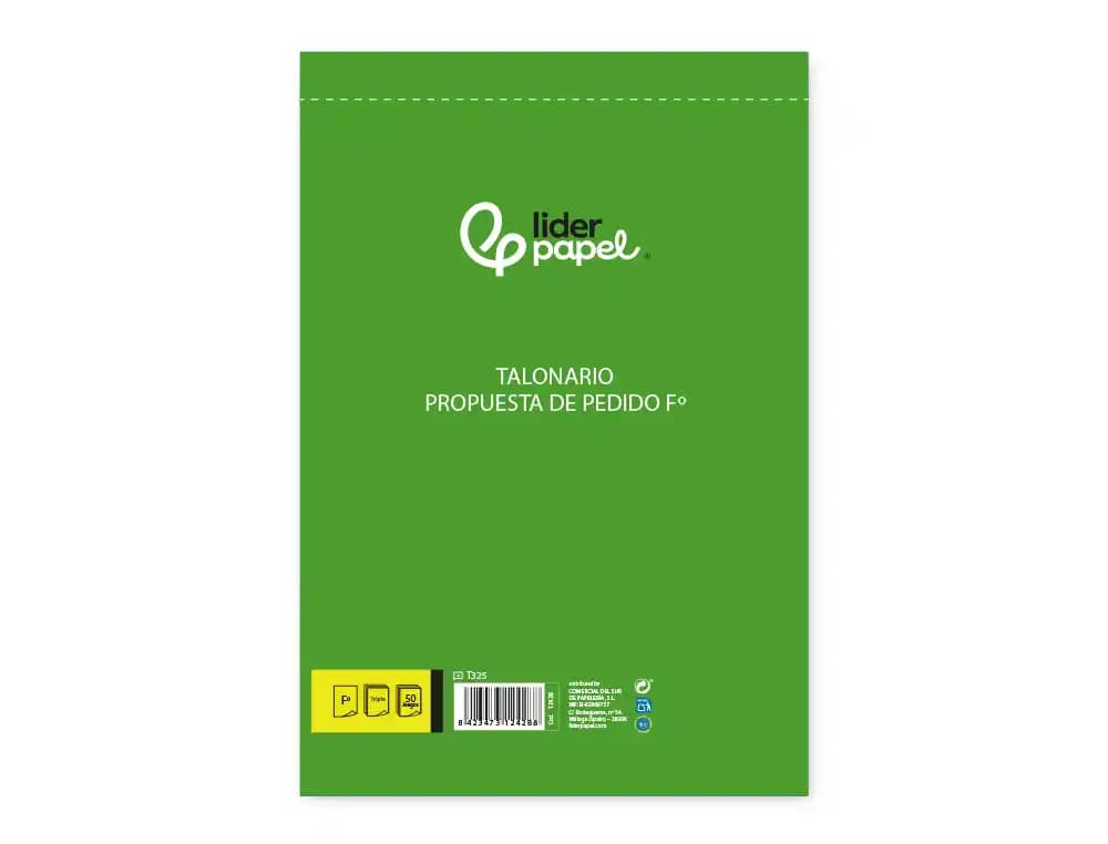 Talonario liderpapel pedidos folio original y 2 copias t325