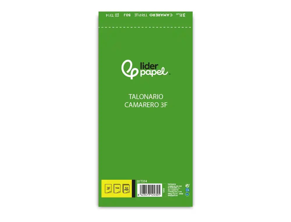 Talonario liderpapel camarero 3/fº original y 2 copias t314