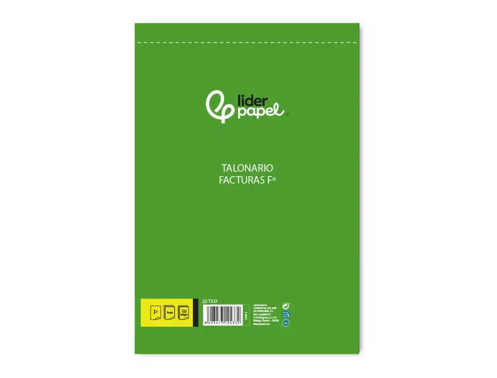 Talonario liderpapel facturas folio original y copia t223 con i.v.a.