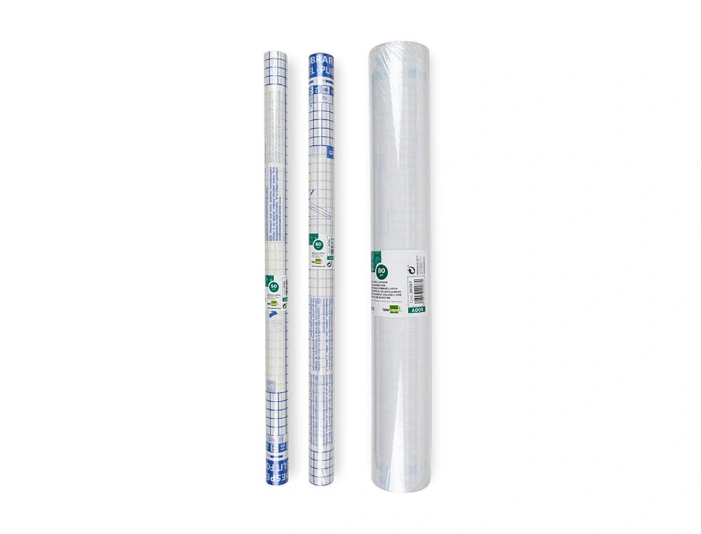 Rollo plastico adhesivo liderpapel 0.50x1.50 50 mc forralibros removible