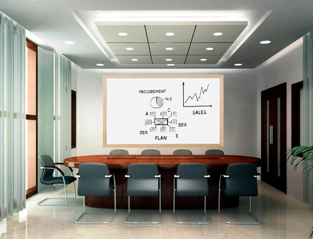 Pizarra blanca q-connect laminada marco de madera 200x100 cm