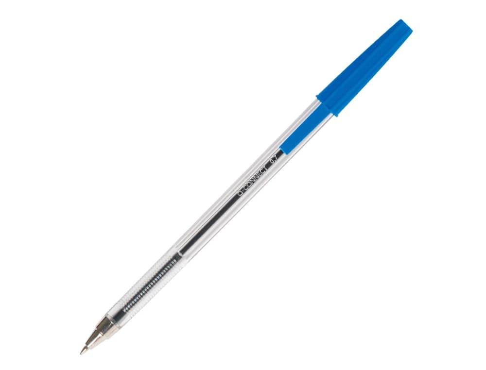 Bolígrafo transparente Q-Connect – Azul medio