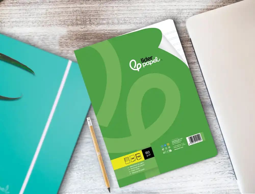 Recambio liderpapel a4 100 hojas 60gr pauta 5ª 2.5mm con margen 4 taladros