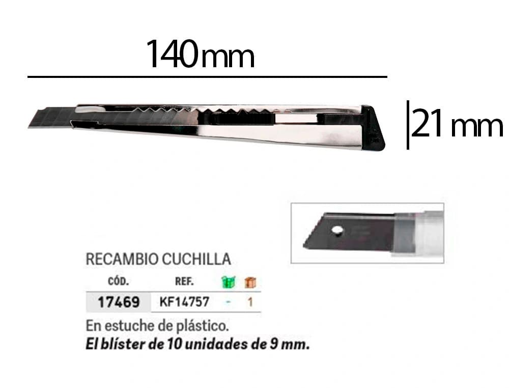 Cuter q-connect metalico estrecho con funda cuchilla 9 mm xd-46 con clip bolsa 1 unidad