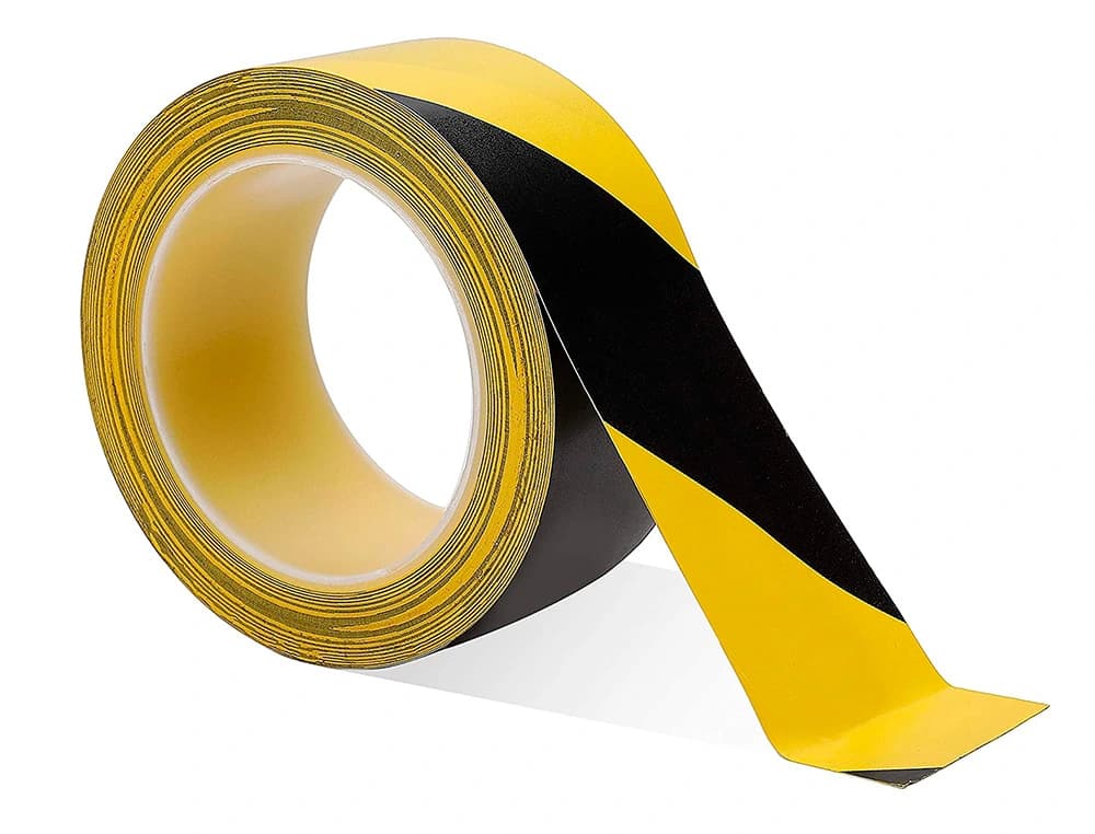 Cinta adhesiva tesa de seguridad amarilla y negra polipropileno 66 mt x 50 mm
