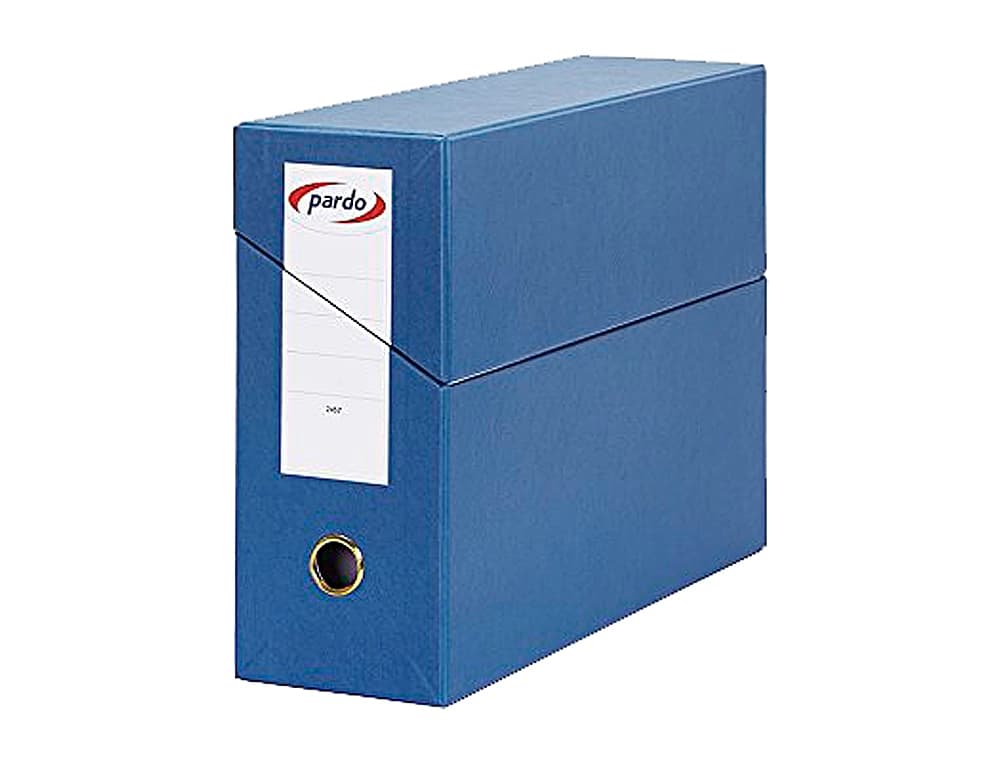 Caja transferencia pardo folio forrado extra doble lomo 80 mm estuche interior con tarjetero