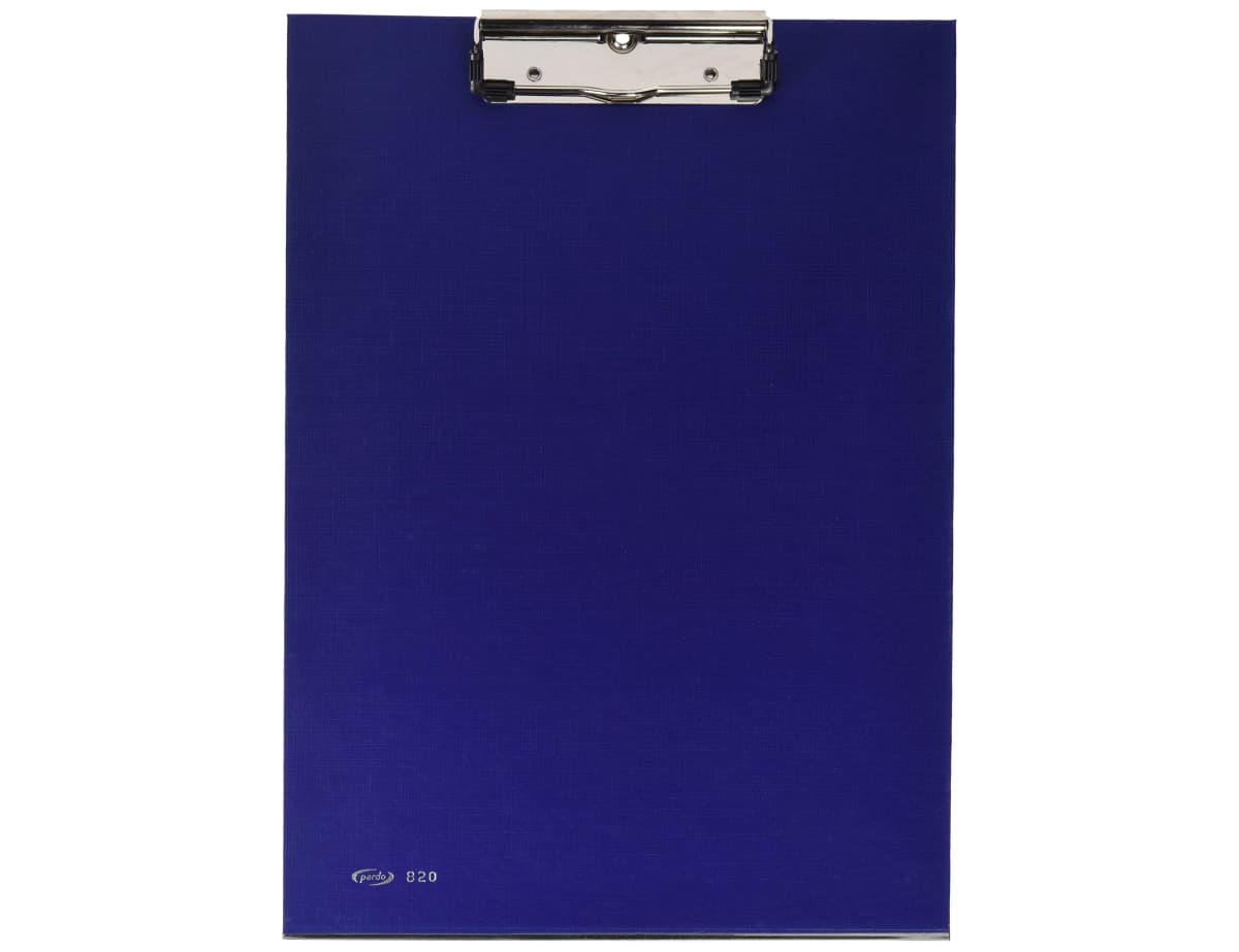Portanotas pardo carton forrado pvc folio con pinza metalica
