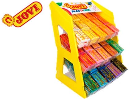 Jovi Expositor de sobremesa con 180 pastillas de plastilina Jovi 70 de 50 g, colores surtidos