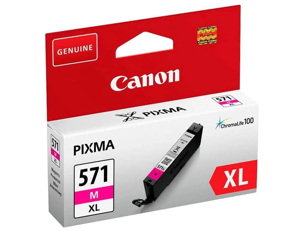 Cartucho de tinta original Canon CLI-571XL para PIXMA MG6852, TS6050 y TS8050, 500 páginas – Magenta