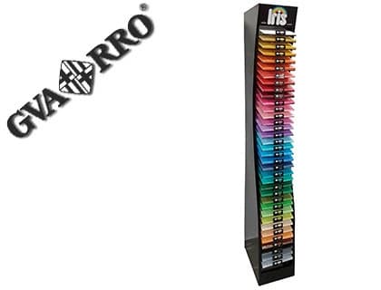 Guarro Expositor Guarro metálico vacío 36 estantes para cartulina iris DIN A4 185 gr 30x40x200 cm