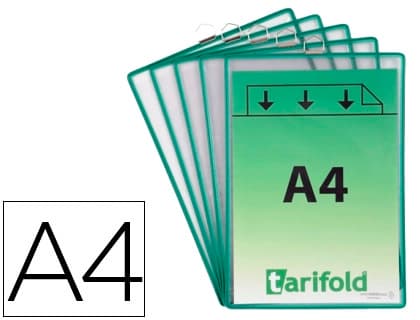 Djois Funda para colgar djois din a4 pvc con anilla marco verde pack de 5 unidades