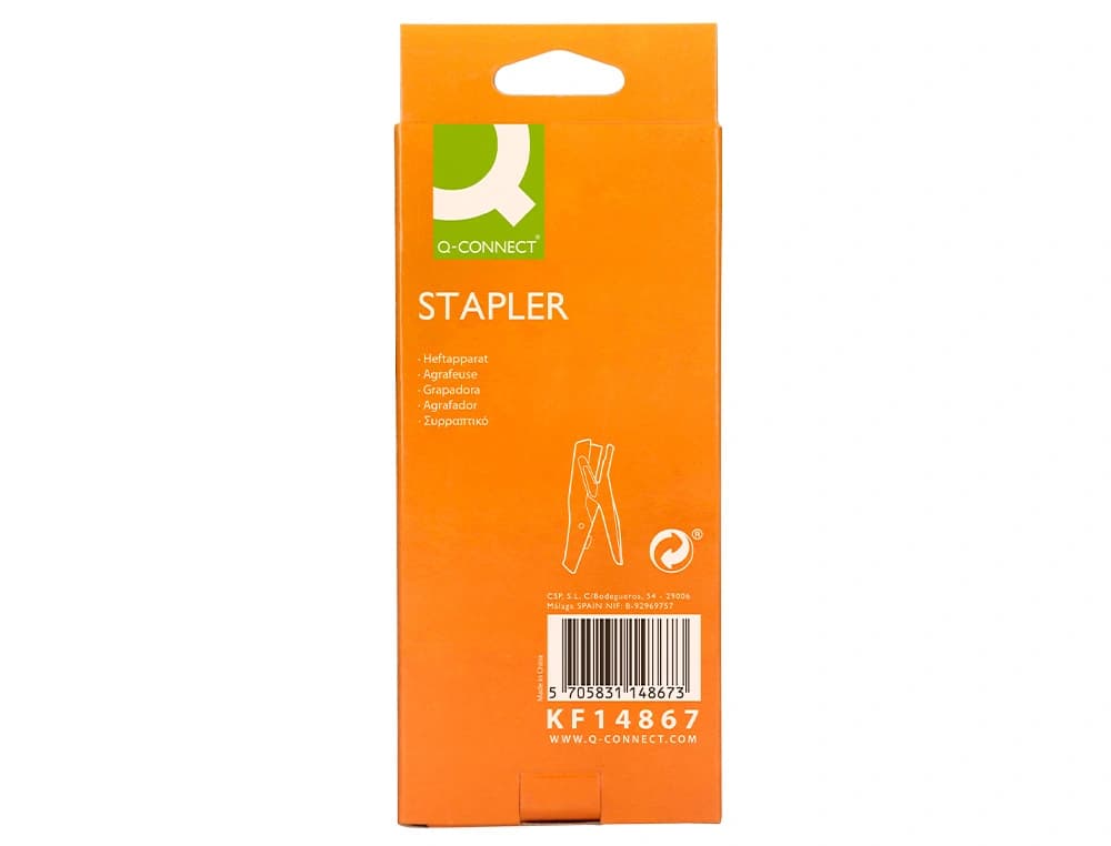 Grapadora q-connect de tenaza metalizada y negra kf14867 tacto suave capacidad 25 hojas usa grapas 24/6 y 26/6