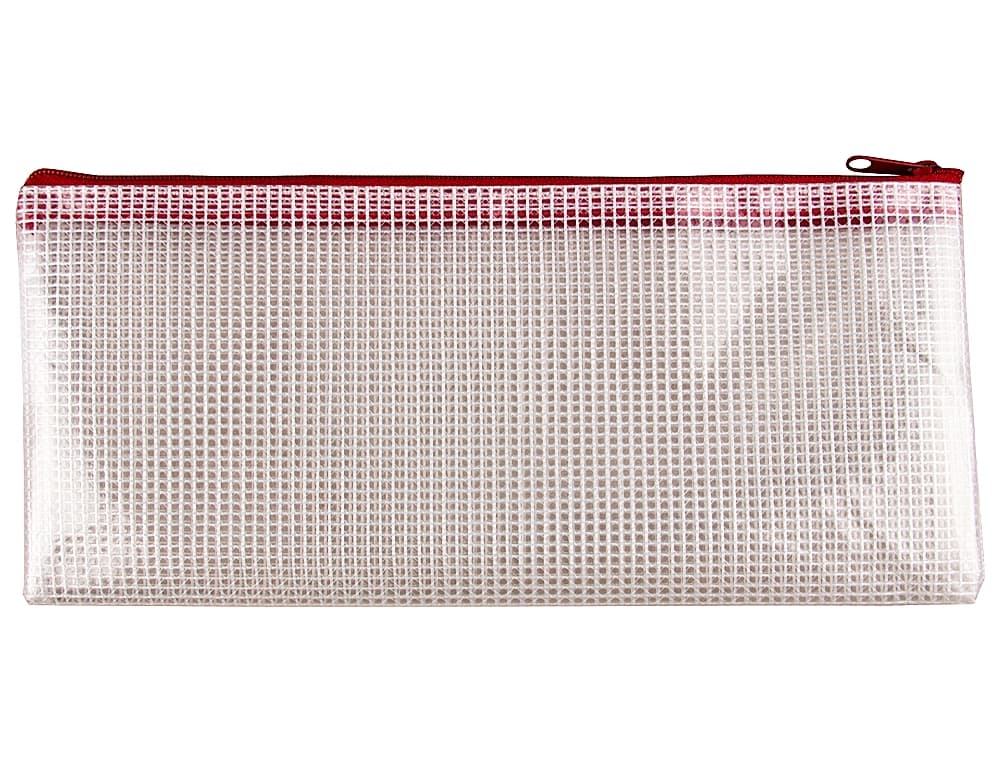 Bolsa multiusos q-connect malla cheque 250x115 mm apertura superior con cremallera rojo