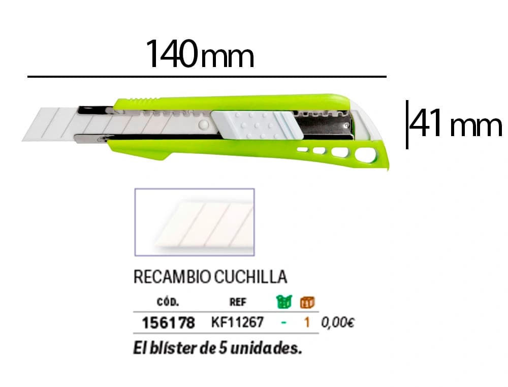 Cuter q-connect plastico ancho con guia metalica cuchilla ceramica 18 mm xd-43 blister 1 unidad
