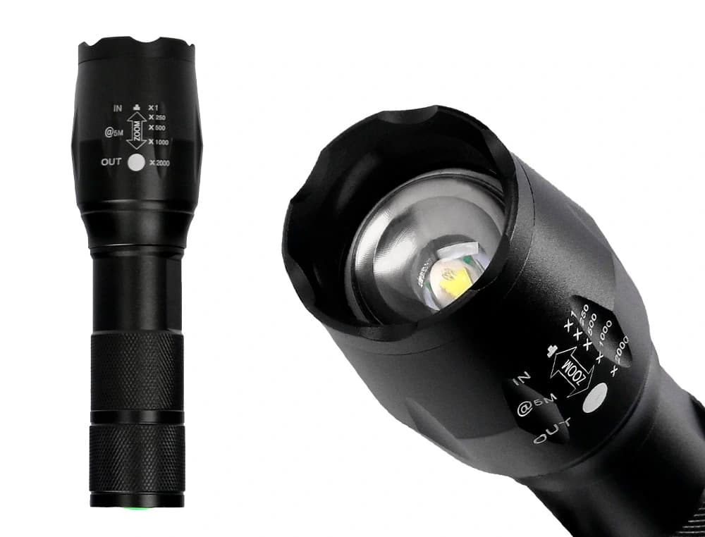 Linterna q-connect telescopica aluminio 5w modo alumbrado alto medio bajo estroboscopio sosapagado 3 pilas aaa